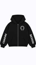 CHROME HEARTS zip up hoodie - Black